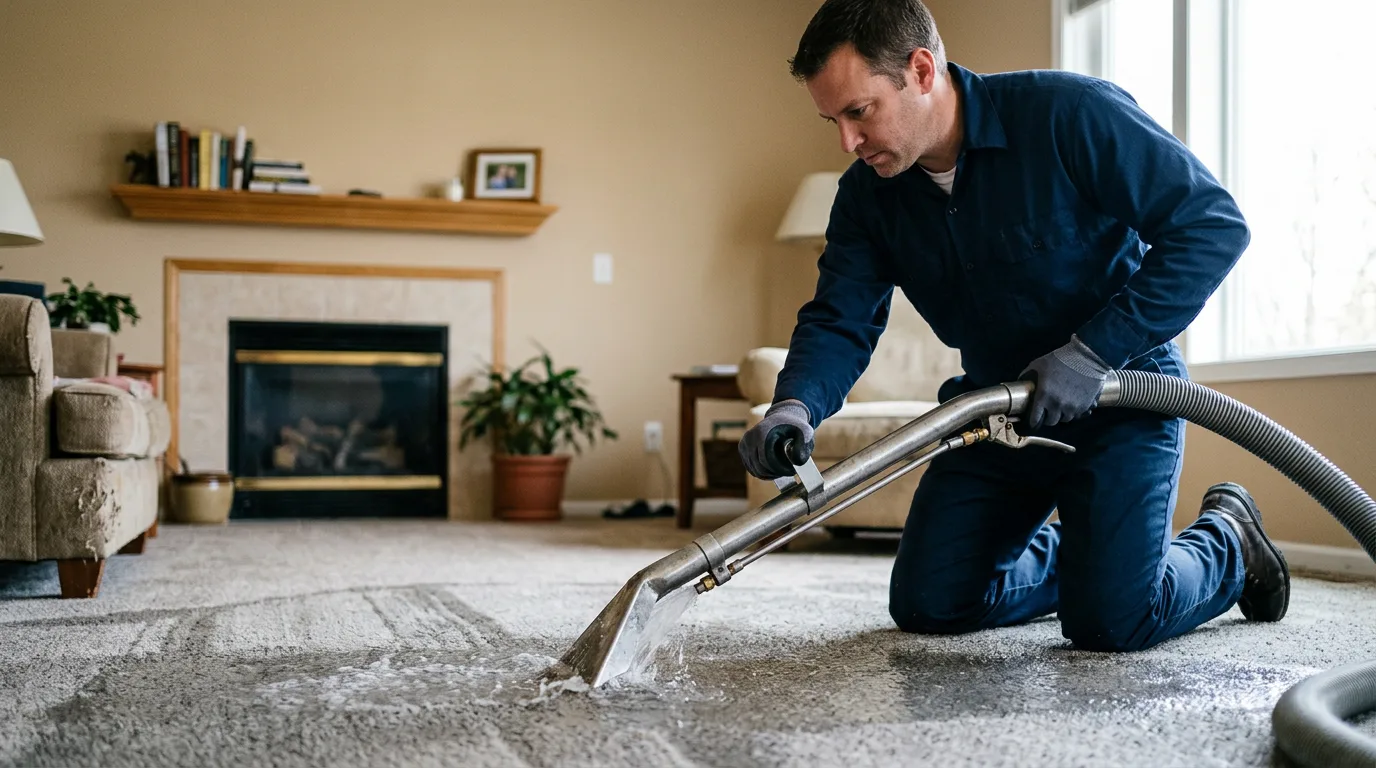 Water damage restoration technician working near Girard, PA